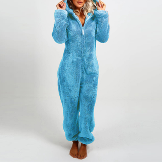 LUMI™ - Comfy Zipper Hooded Long Sleeve Plush Pajama Jumpsuit