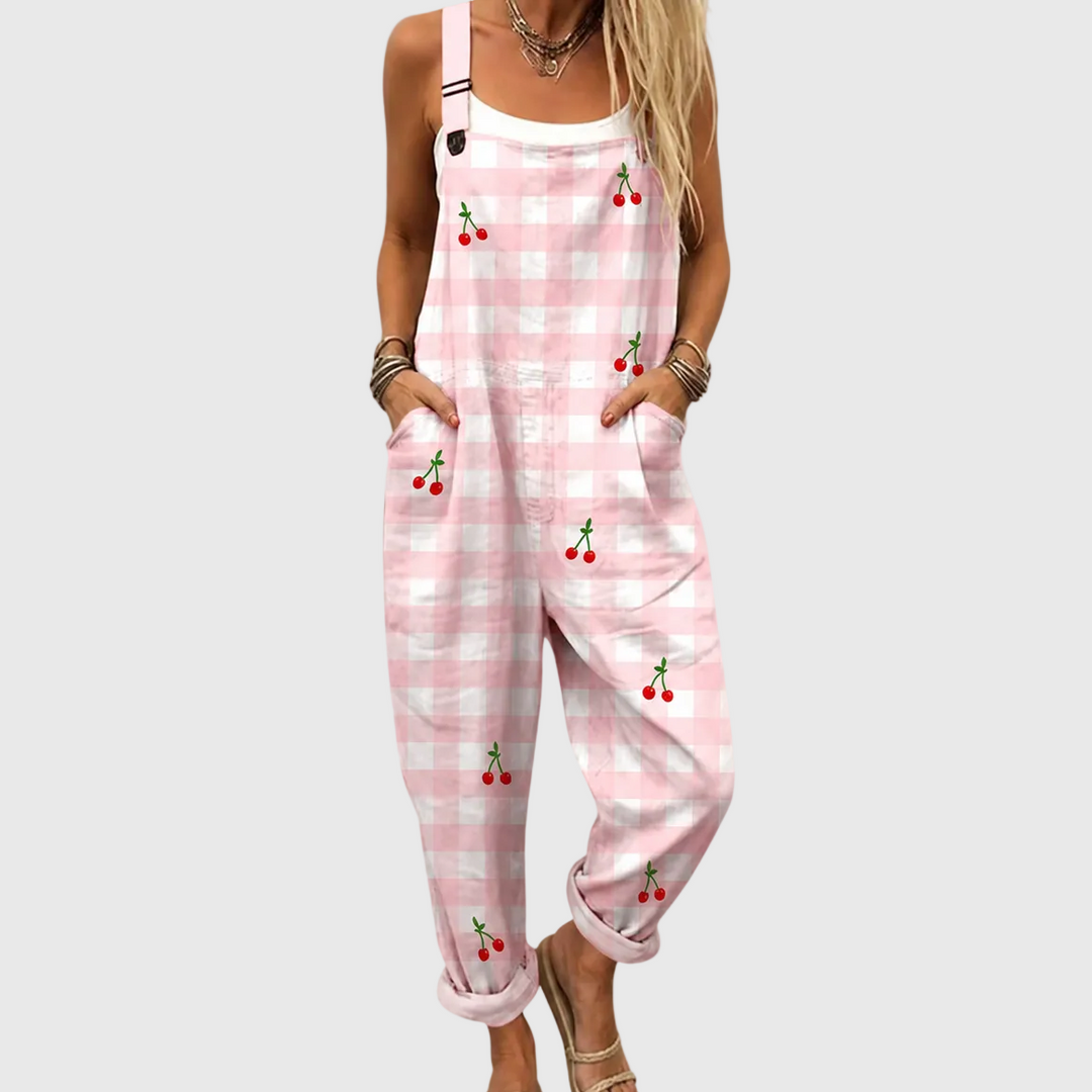 TAMBRA™ - Cherry Picnic Print Jumpsuit