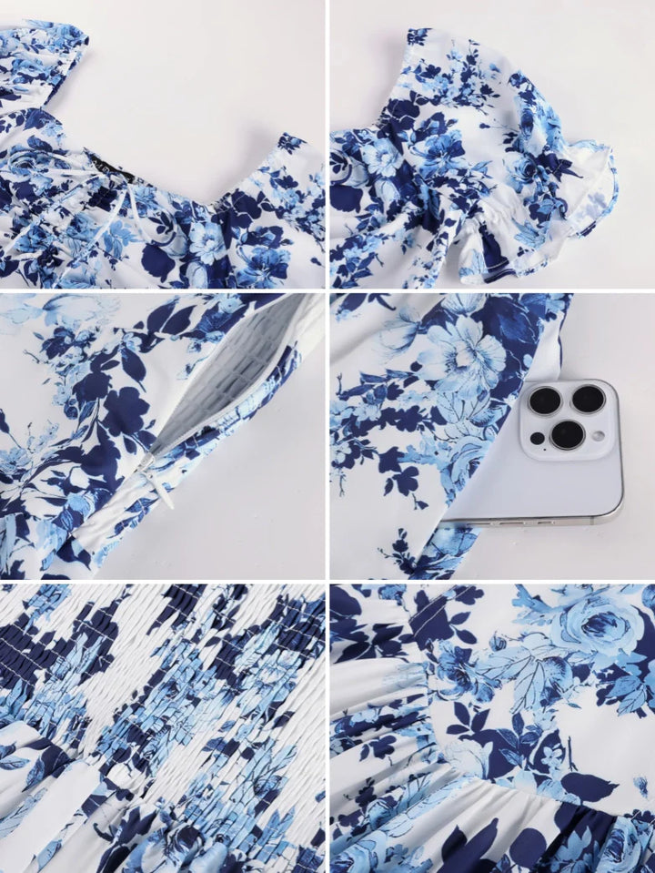 CONSTANCE™ - Off-Shoulder Double-Layer Floral Dress