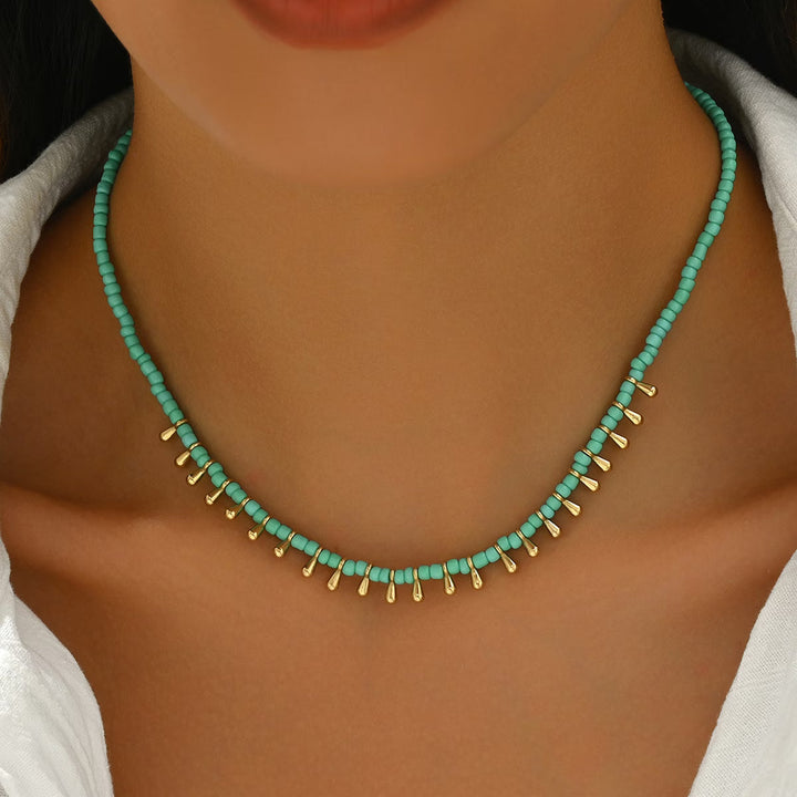 PERRINE - Minimal Turquoise Gold Necklace