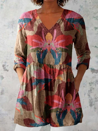 ELETTRA™ - Long V-Neck Blouse