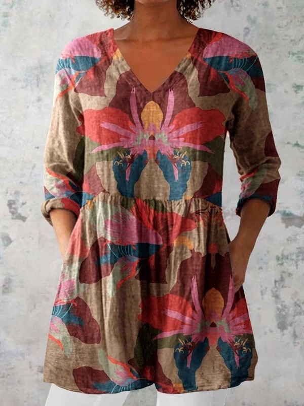 ELETTRA™ - Long V-Neck Blouse
