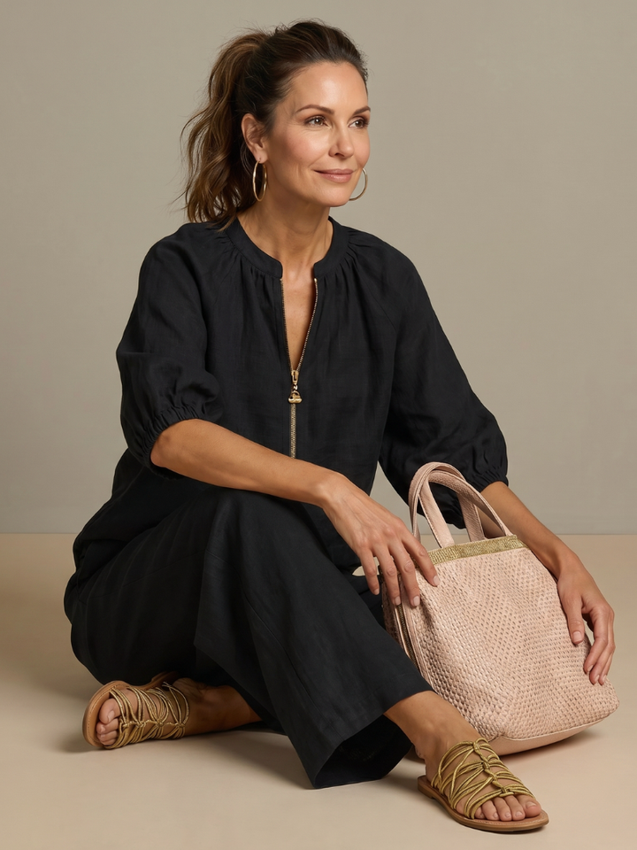 VERONA™ - Zip Blouson & Wide-Leg Pant Set