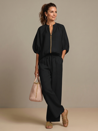 VERONA™ - Zip Blouson & Wide-Leg Pant Set