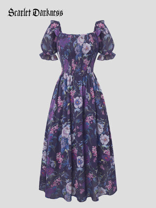 ARLETTE™ - Puff-Sleeve Chiffon Pocket Dress