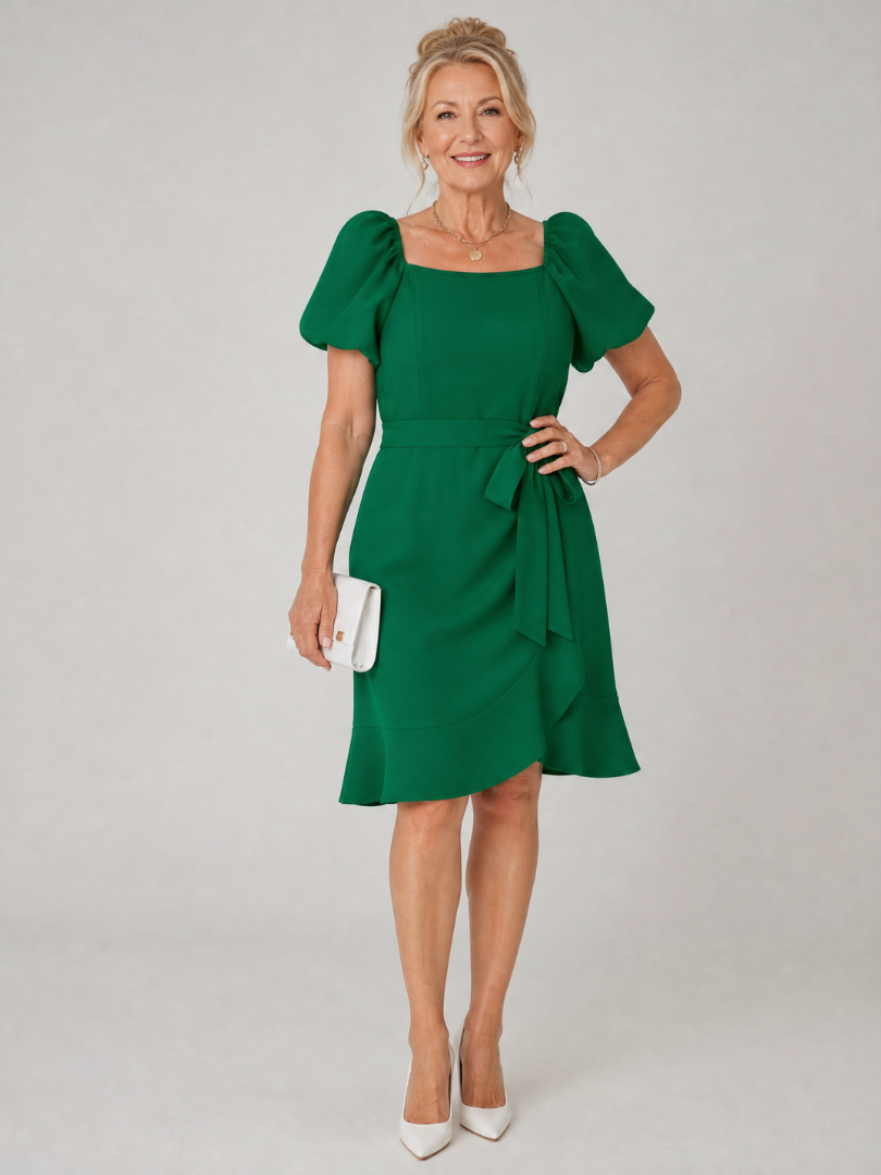Corvina™ - Short Puff Sleeve Side Tie Detail Mini Dress