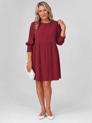 Rosalind™ - Long Sleeve Smocked Cuffs Mini Dress