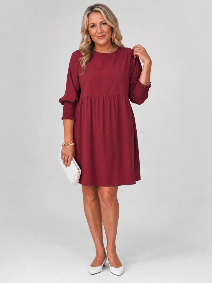 Rosalind™ - Long Sleeve Smocked Cuffs Mini Dress