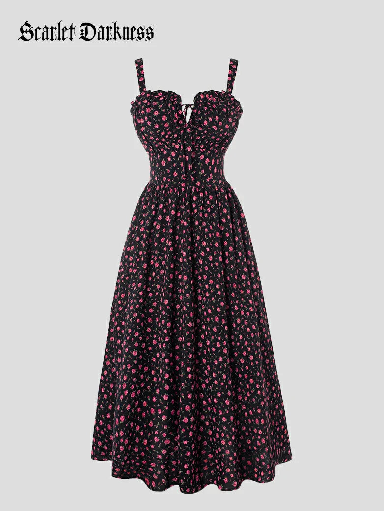 EDITH™ - Floral Corset Milkmaid Dress