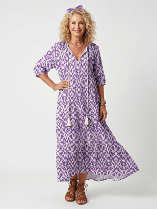 EUDOXIE - Printed Tassel-Tie Midi Dress