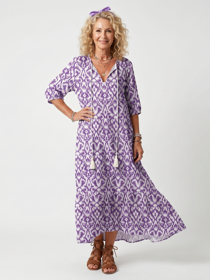EUDOXIE - Printed Tassel-Tie Midi Dress