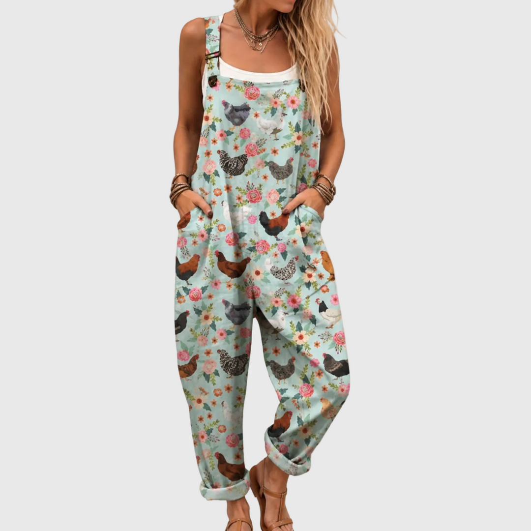 LUCASTA Floral Country Print Jumpsuit with Pockets