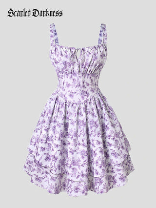 BERTHE™ - Summer Floral Puffy Corset Dress