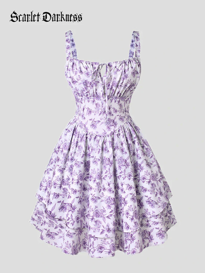 BERTHE™ - Summer Floral Puffy Corset Dress