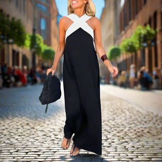 IYANA™ – Elegant Cross Neck Summer Maxi Dress