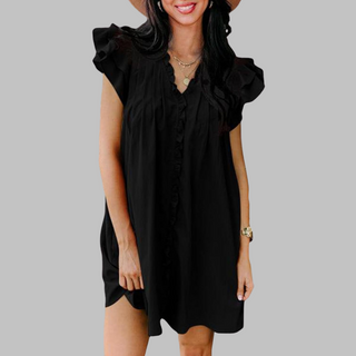 MARCELLA™ - Casual V-Neck Ruffled Midi Dress