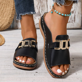 MICHELLE™ - Block Heel Slip-On Sandals