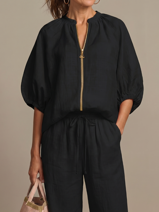 VERONA™ - Zip Blouson & Wide-Leg Pant Set