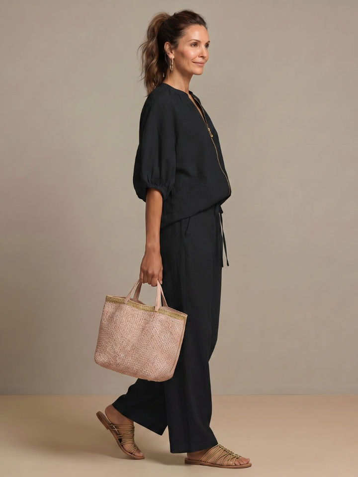 VERONA™ - Zip Blouson & Wide-Leg Pant Set