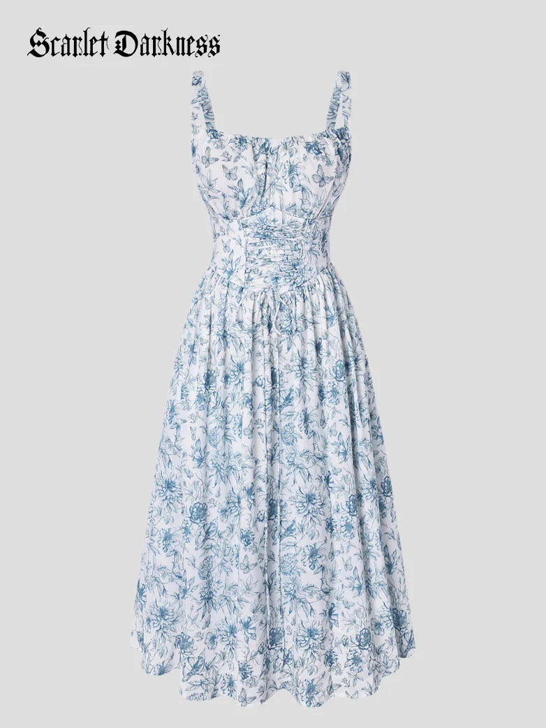 GENEVIEVE™ - Floral Chiffon Flared Sundress