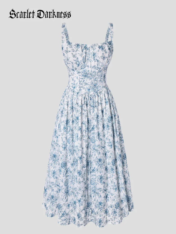 GENEVIEVE™ - Floral Chiffon Flared Sundress