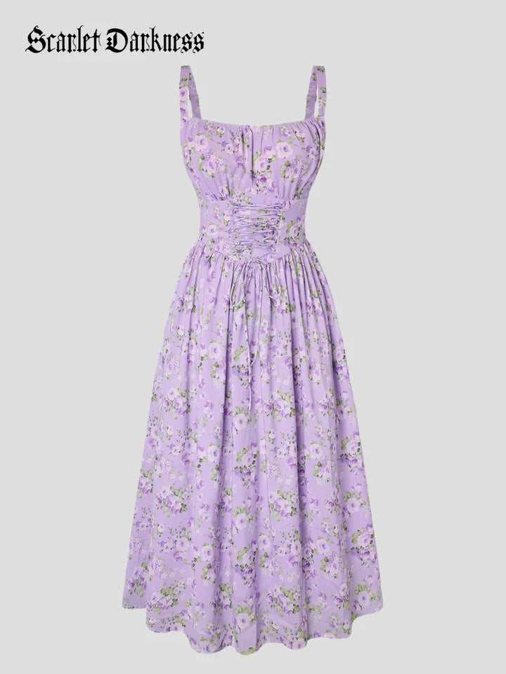 GENEVIEVE™ - Floral Chiffon Flared Sundress