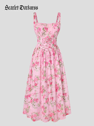 GENEVIEVE™ - Floral Chiffon Flared Sundress