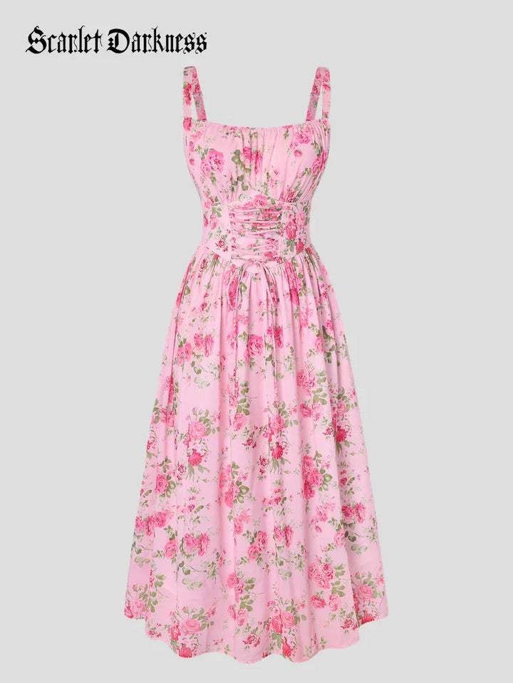 GENEVIEVE™ - Floral Chiffon Flared Sundress