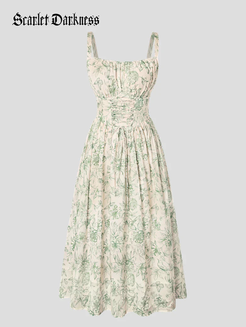 GENEVIEVE™ - Floral Chiffon Flared Sundress