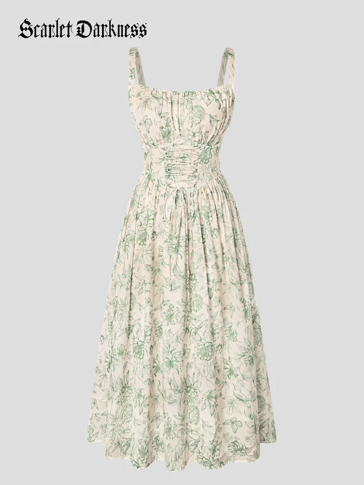 GENEVIEVE™ - Floral Chiffon Flared Sundress