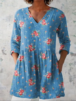 MAFALDA™ - Long V-Neck Blouse