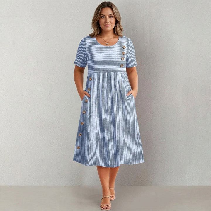 PIA™ - Striped Button Midi Dress