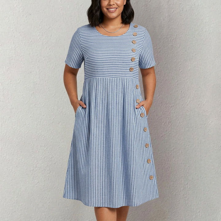 PIA™ - Striped Button Midi Dress