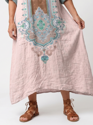 VIOLAINE - Embroidered Panel Pocket Midi Dress