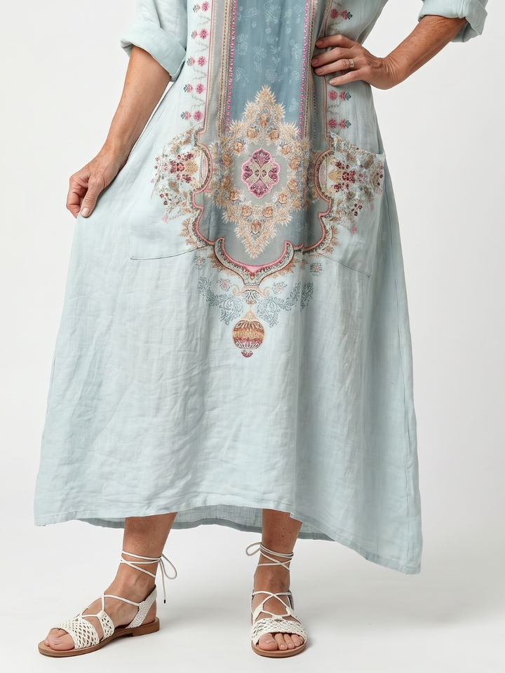 BASTIENNE - Ornate Panel Embroidered Midi Dress