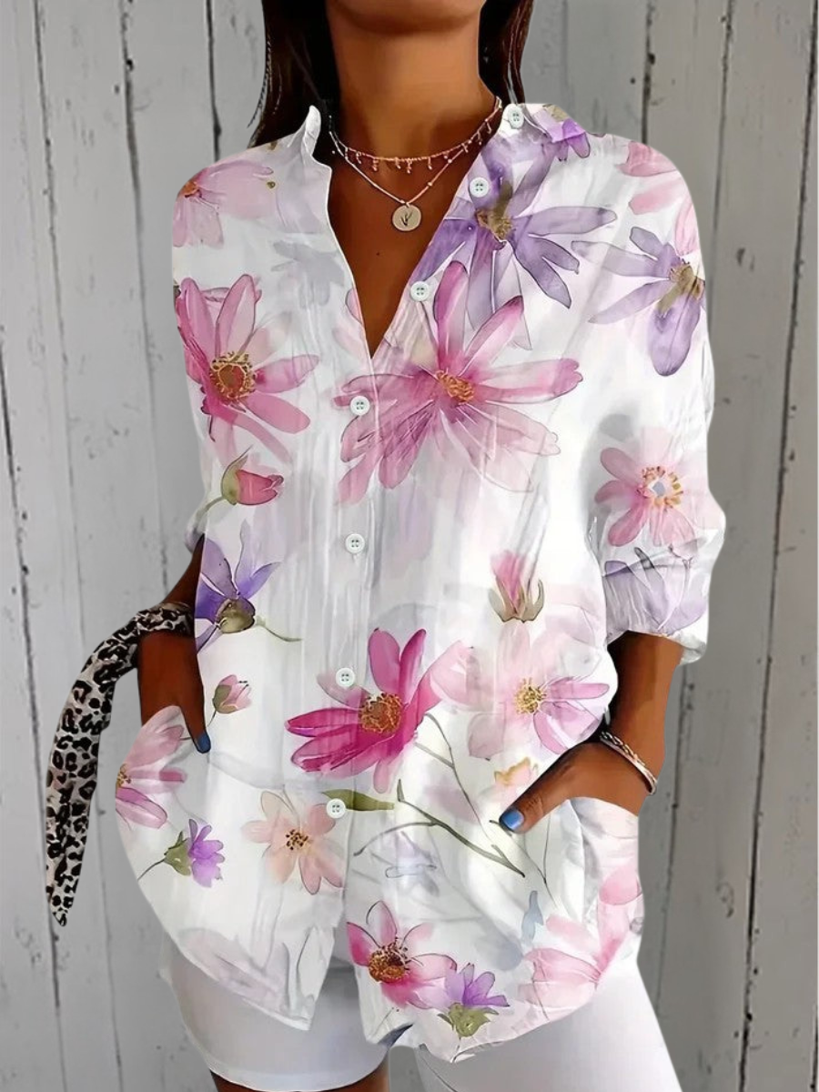 Clementine - Vibrant Artistic Button-Up Blouse