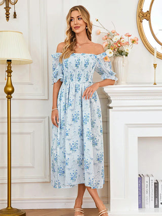 ARLETTE™ - Puff-Sleeve Chiffon Pocket Dress