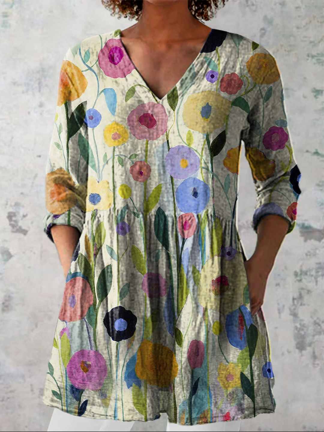 OCTAVIE long v-neck blouse