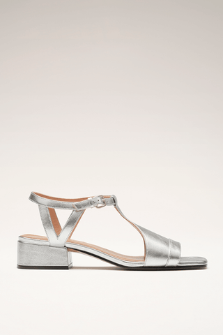 NINA™ - Silver Block-Heel Sandals
