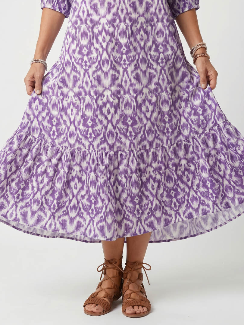 EUDOXIE - Printed Tassel-Tie Midi Dress
