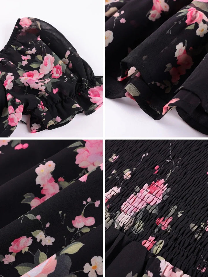 CONSTANCE™ - Off-Shoulder Double-Layer Floral Dress