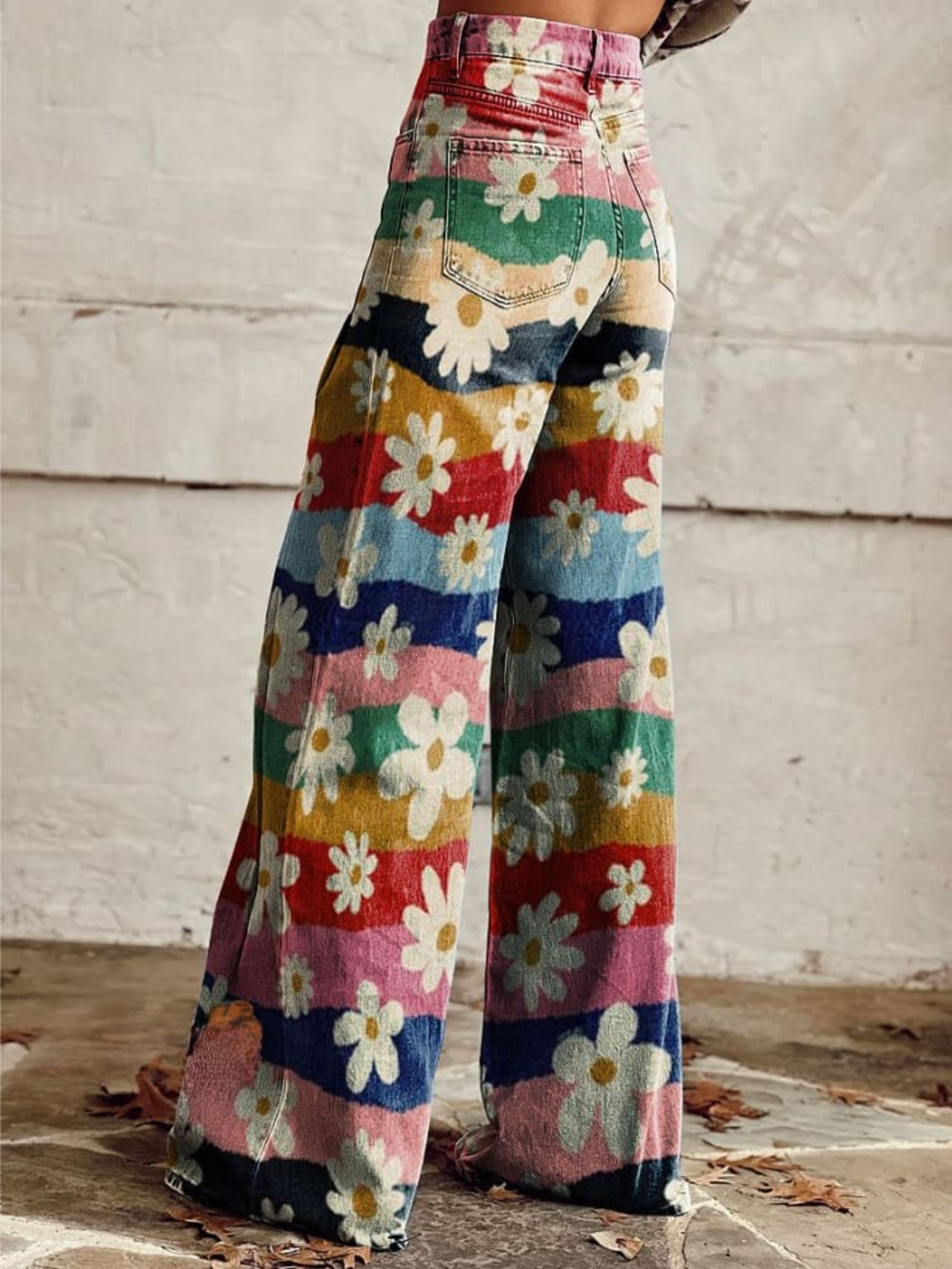 FLEURINE™ - Elegant Floral Wide Trousers