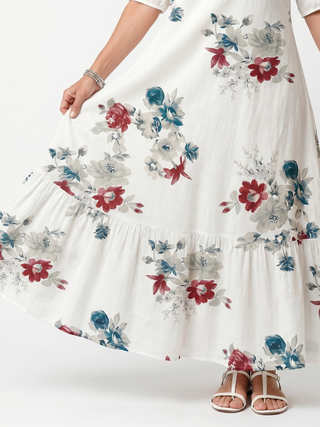 GAETANE - Scattered Floral Tassel-Tie Midi Dress