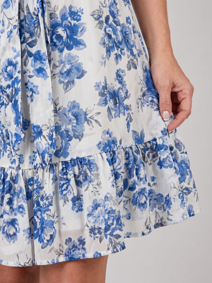 Jocasta™ - Halter Neck Ruffle Hem Knee Length Dress
