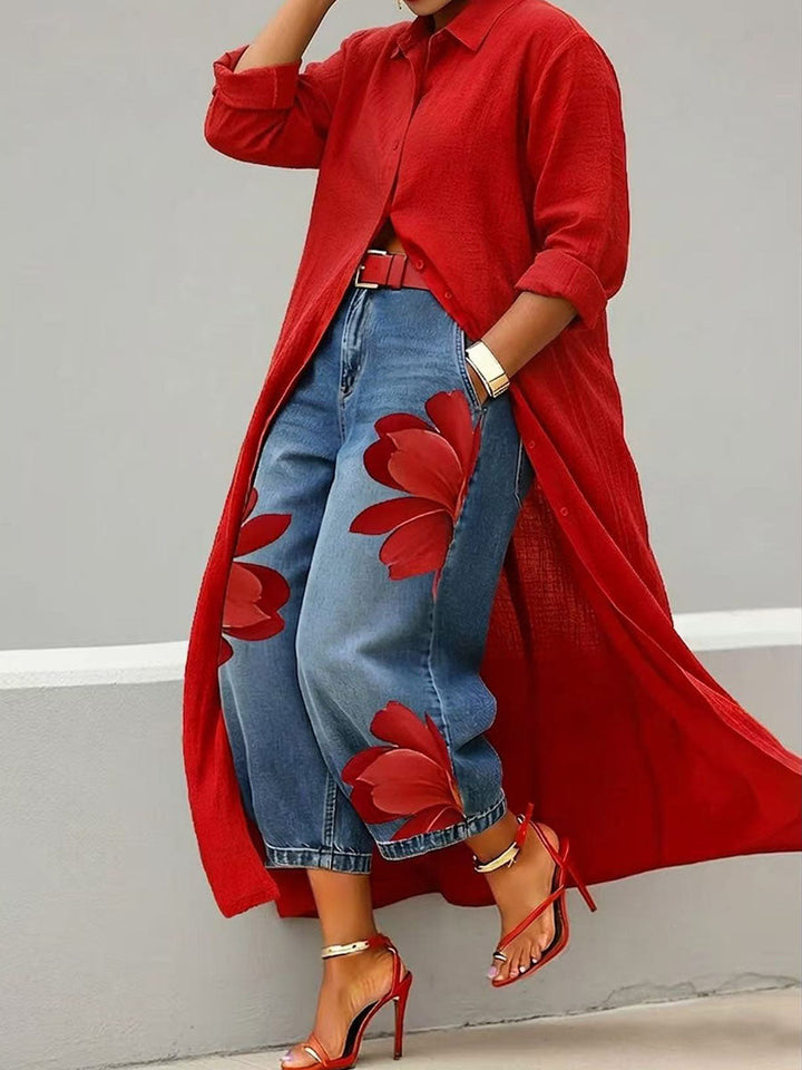 ORIANE™ - Floral Cropped Wide-Leg Trousers