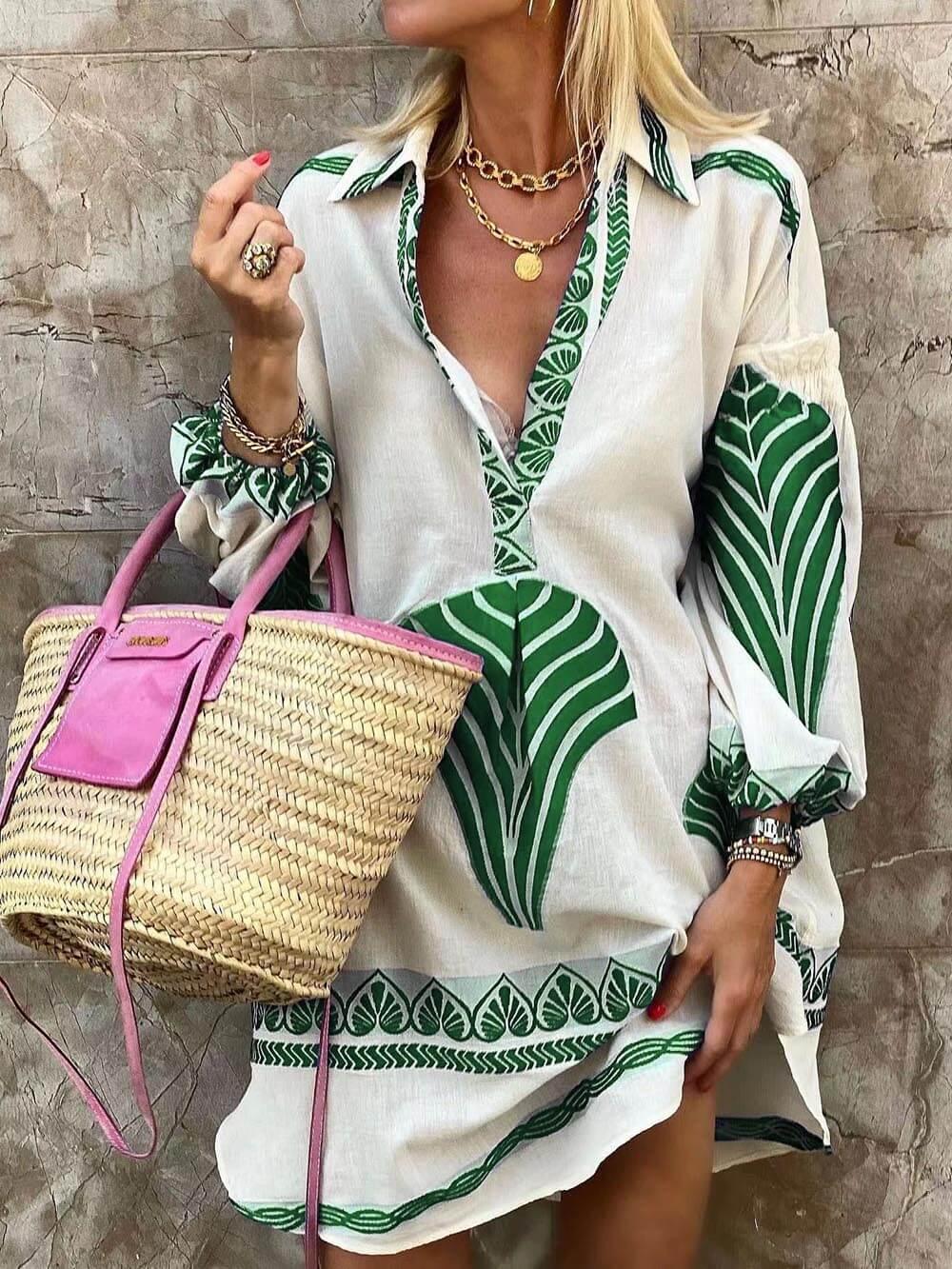 Kerensa™ - Tropical Look Simple Unique Print Holiday Mini Dress