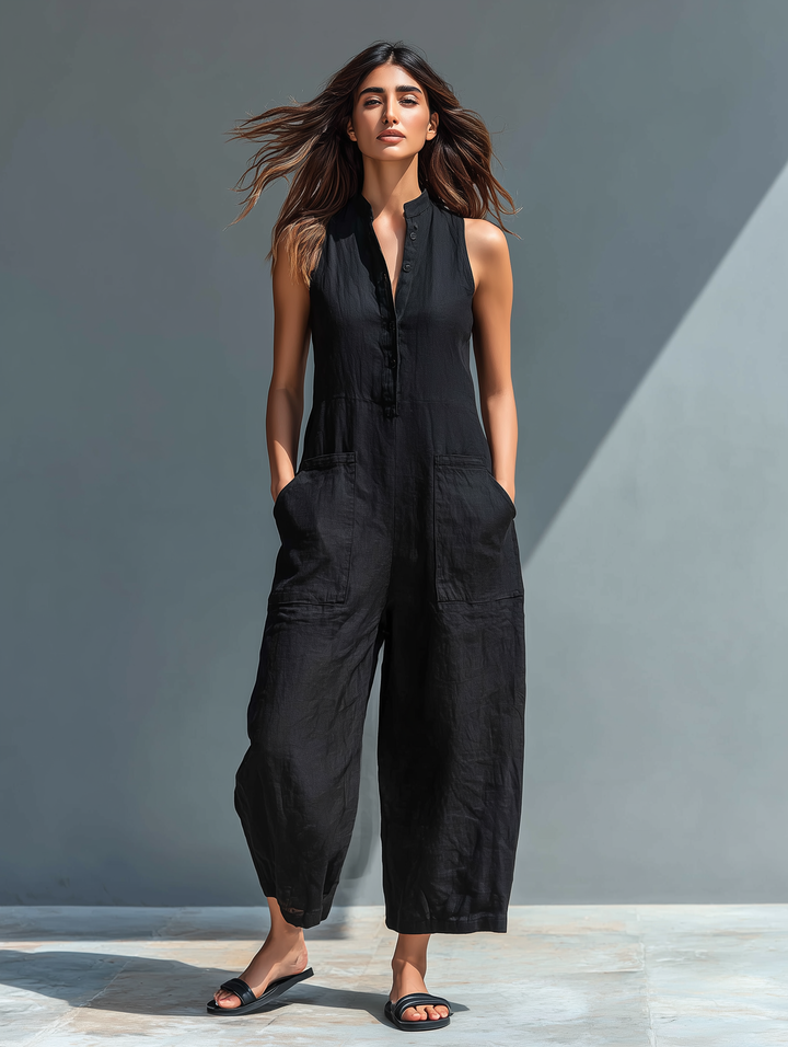 ADELE - Long Fluid Jumpsuit with Pockets