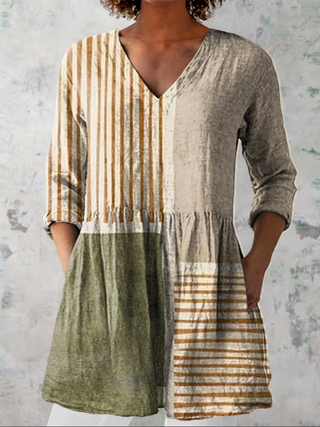 CRISTINA™ - Long V-Neck Blouse