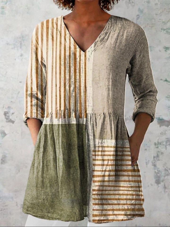 CRISTINA™ - Long V-Neck Blouse