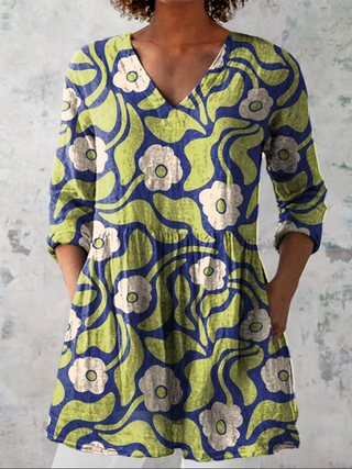 LETIZIA™ - Long V-Neck Blouse